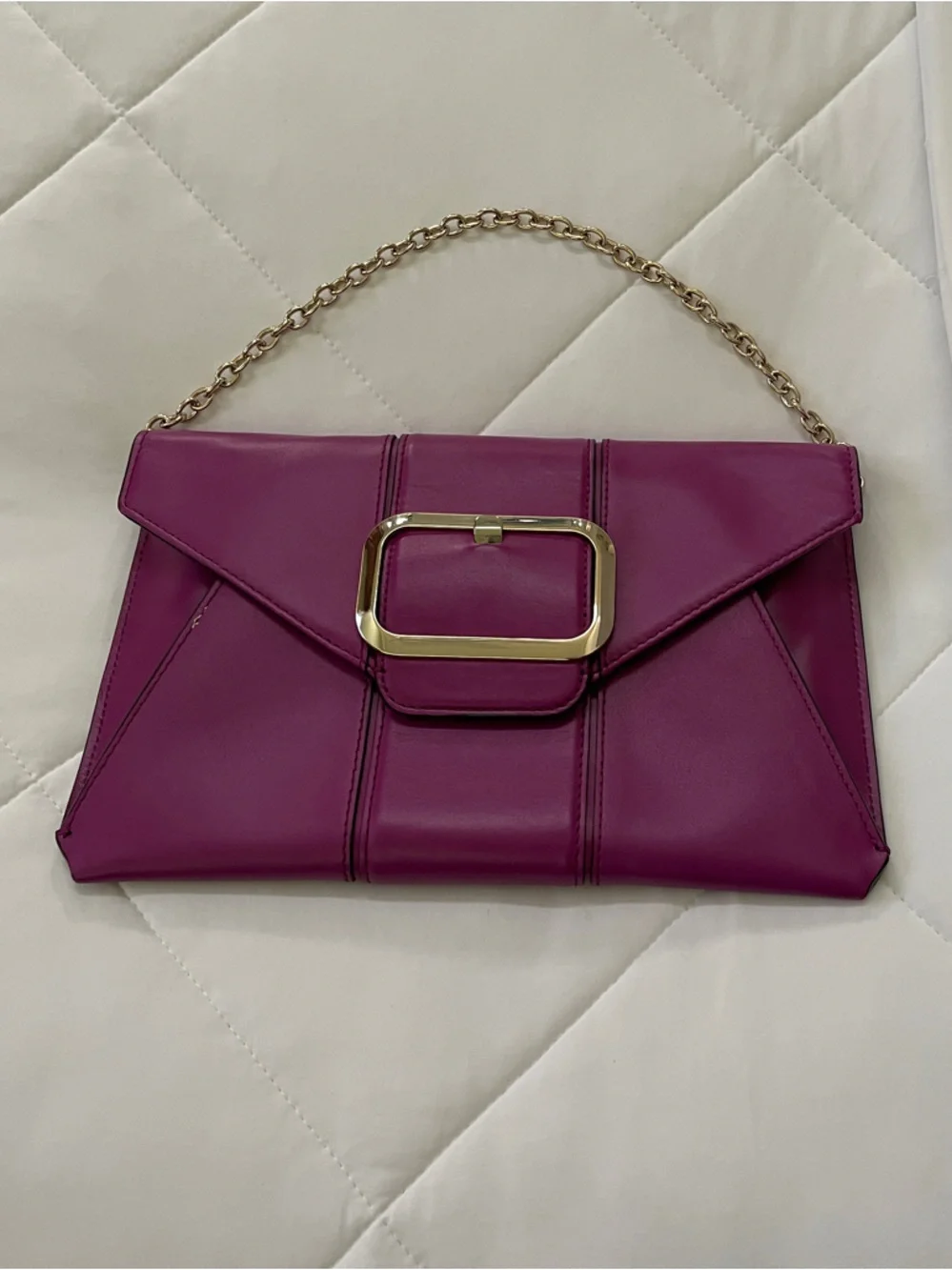 Banana Republic Magenta Envelope Clutch with Gold Chain